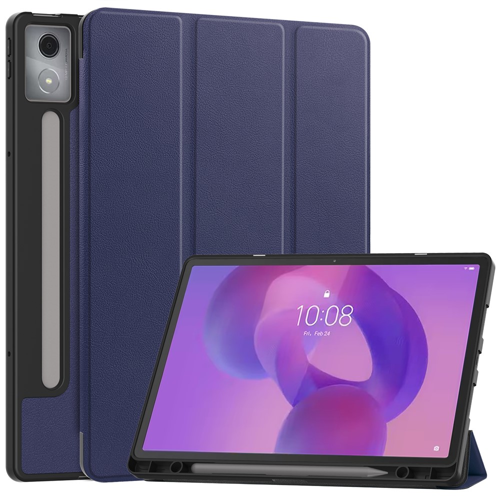  Lenovo Idea Tab Pro Fodral Tri-Fold Läder Mörk Blå