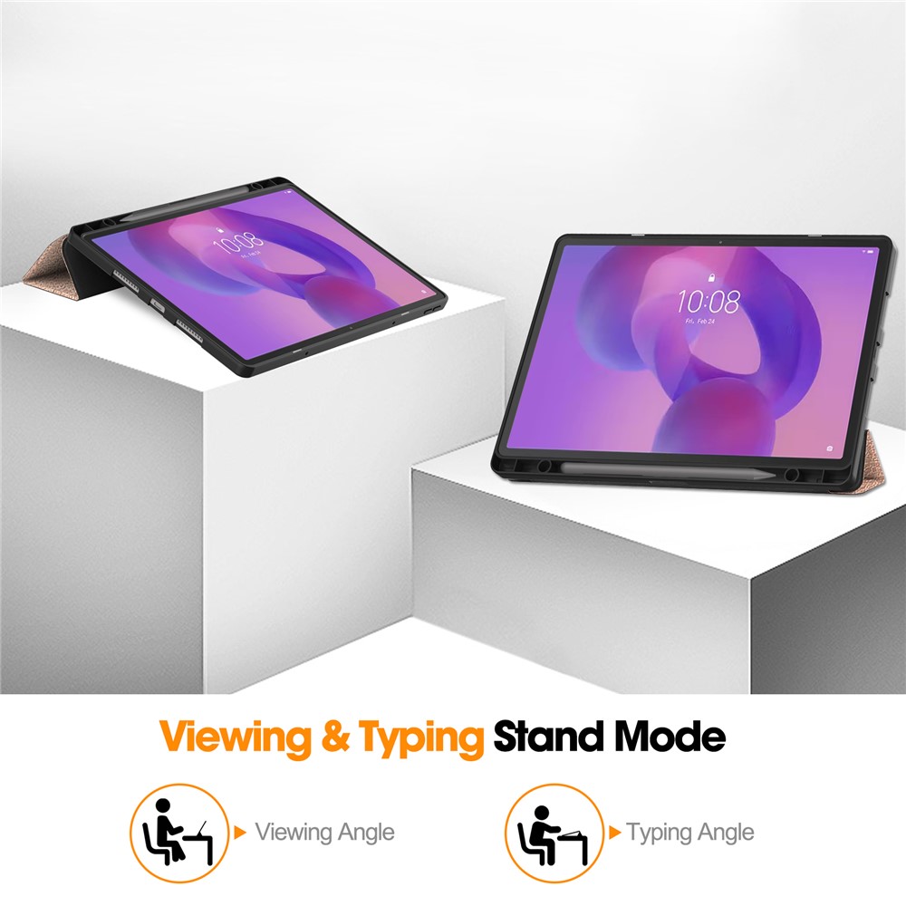  Lenovo Idea Tab Pro Fodral Tri-Fold Läder Roséguld