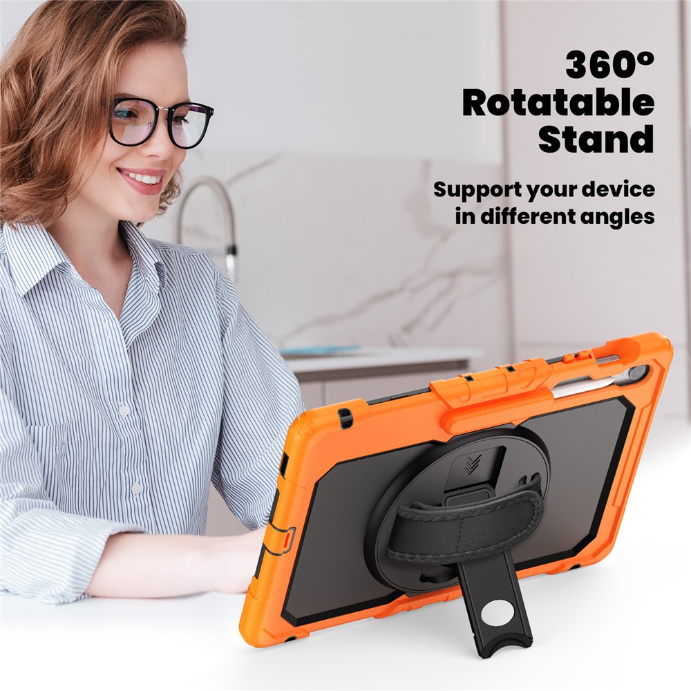  Galaxy Tab S10 FE Plus Skal 360 Shockproof Hybrid Kickstand Orange