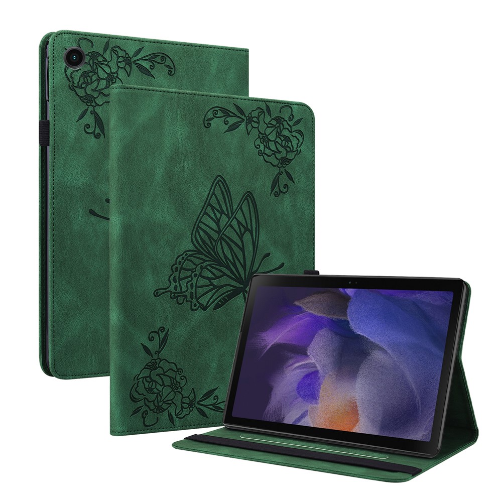 Samsung Galaxy Tab A11 / A9 Fodral Butterfly Flower Grön