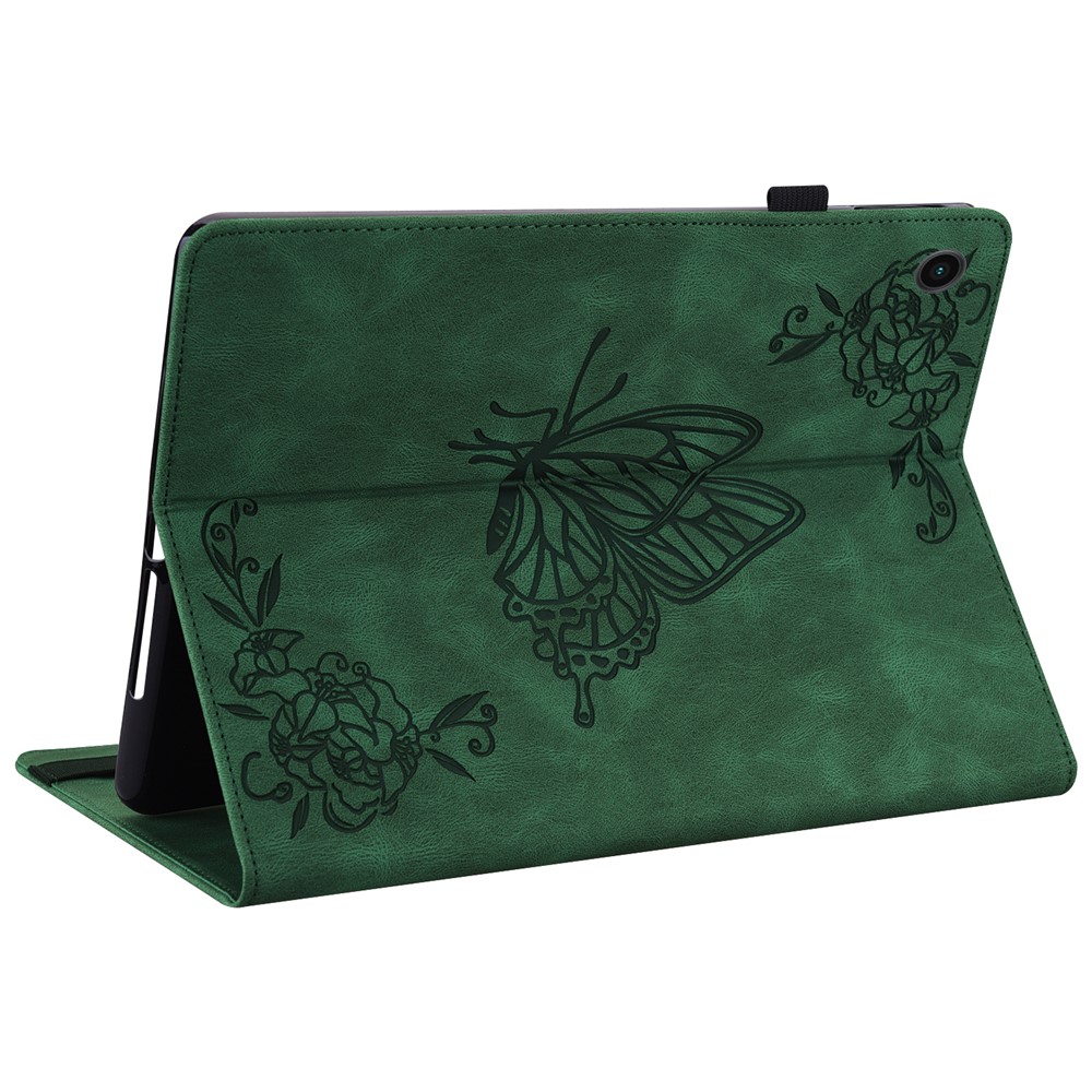 Samsung Galaxy Tab A11 / A9 Fodral Butterfly Flower Grön