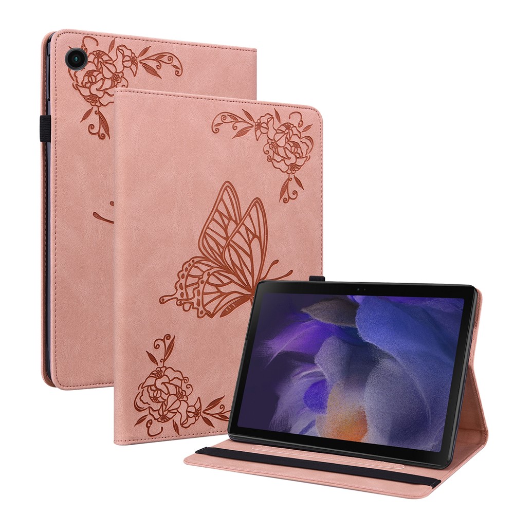  Samsung Galaxy Tab A11 / A9 Fodral Butterfly Flower Rosa