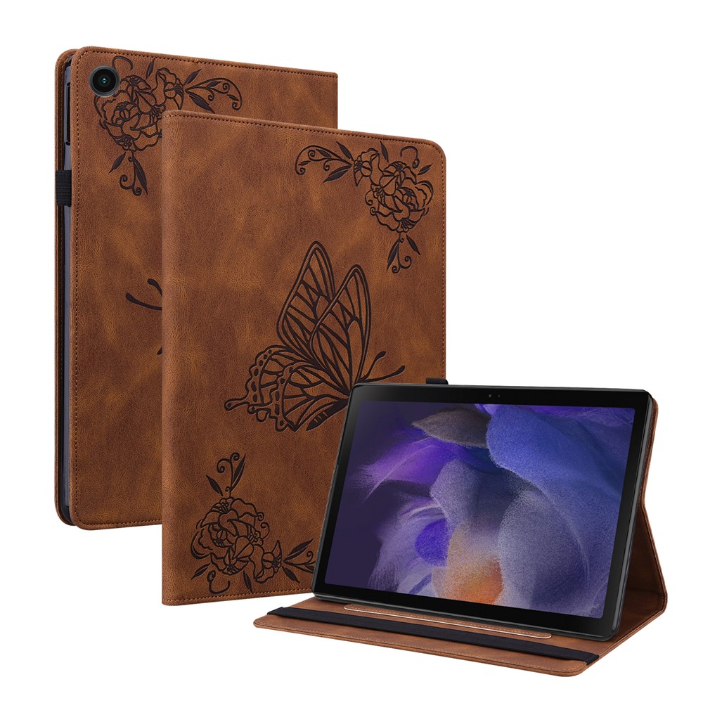  Samsung Galaxy Tab A11 / A9 Fodral Butterfly Flower Brun