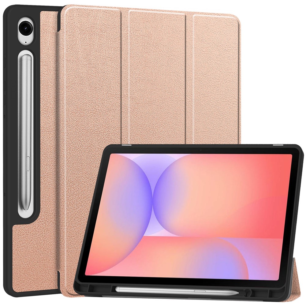  Samsung Galaxy Tab S10 Lite Fodral Tri-Fold Pennhållare Roséguld
