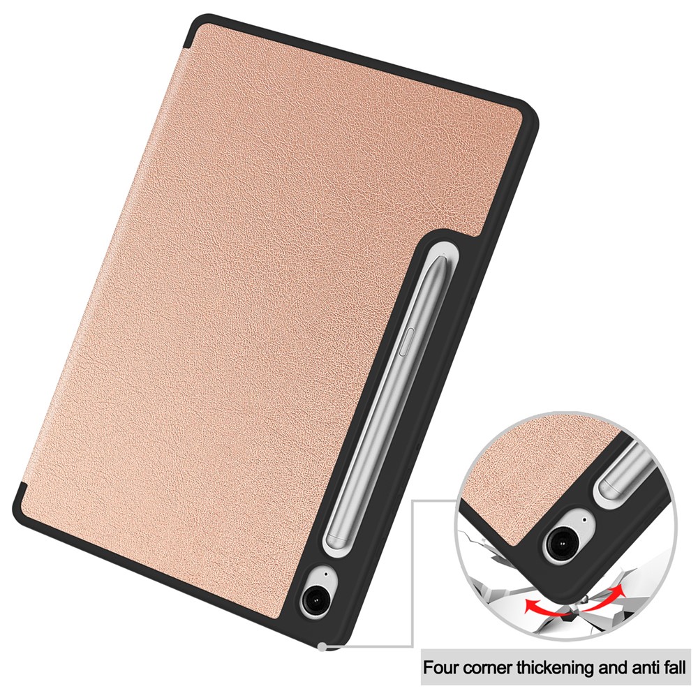  Samsung Galaxy Tab S10 Lite Fodral Tri-Fold Pennhållare Roséguld