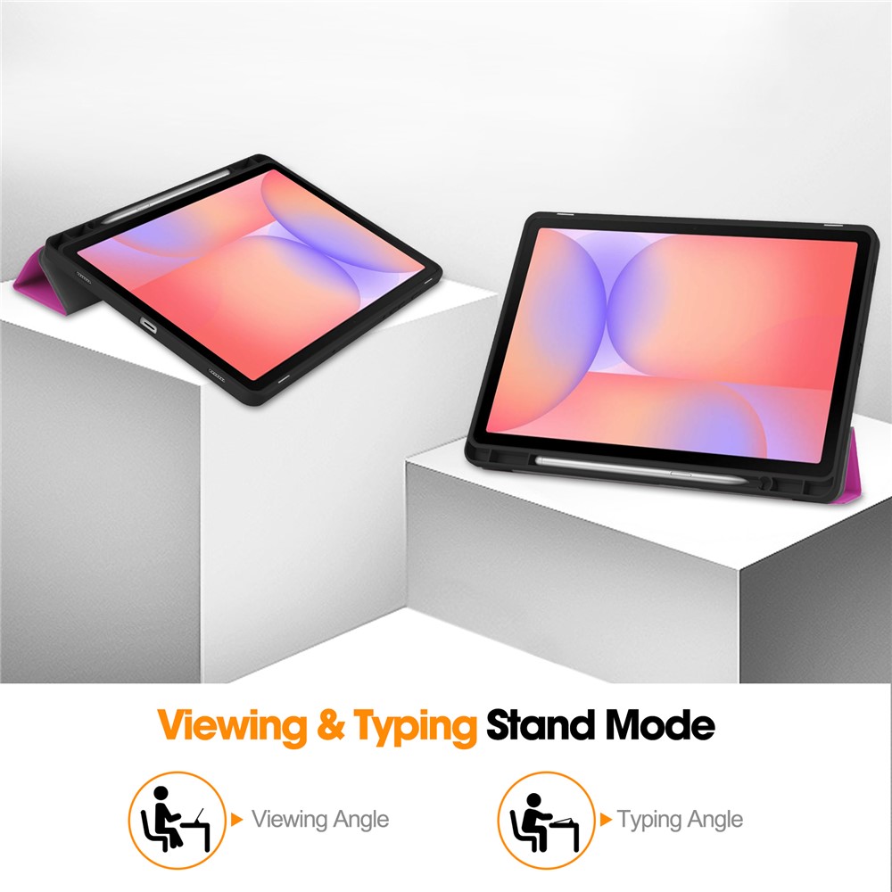 Samsung Galaxy Tab S10 Lite Fodral Tri-Fold Pennhållare Lila