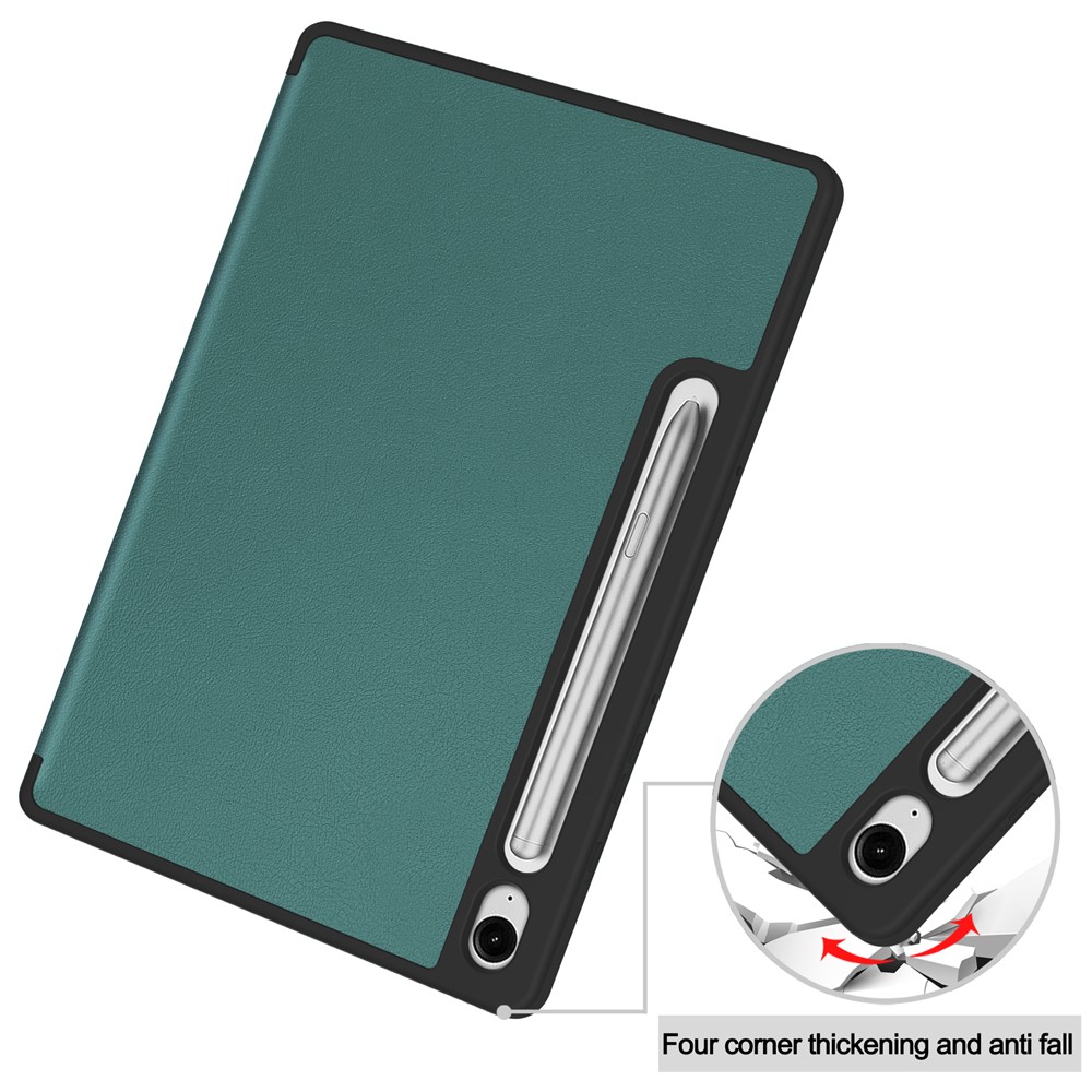  Samsung Galaxy Tab S10 Lite Fodral Tri-Fold Pennhållare Grön