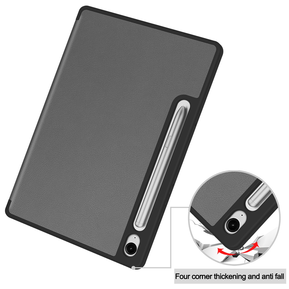  Samsung Galaxy Tab S10 Lite Fodral Tri-Fold Pennhållare Grå