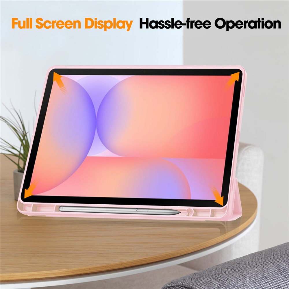  Samsung Galaxy Tab S10 Lite Fodral Tri-Fold Pennhållare Rosa