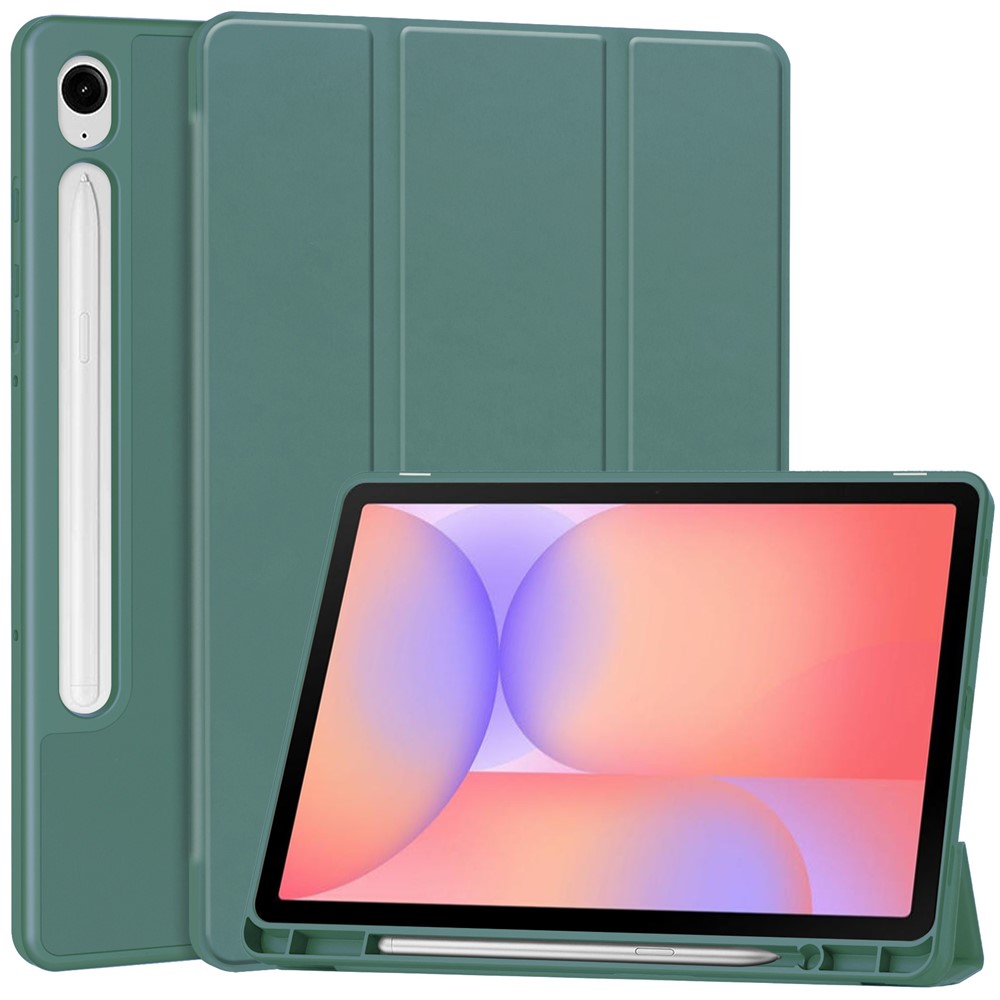  Samsung Galaxy Tab S10 Lite Fodral Tri-Fold Pennhållare Grön