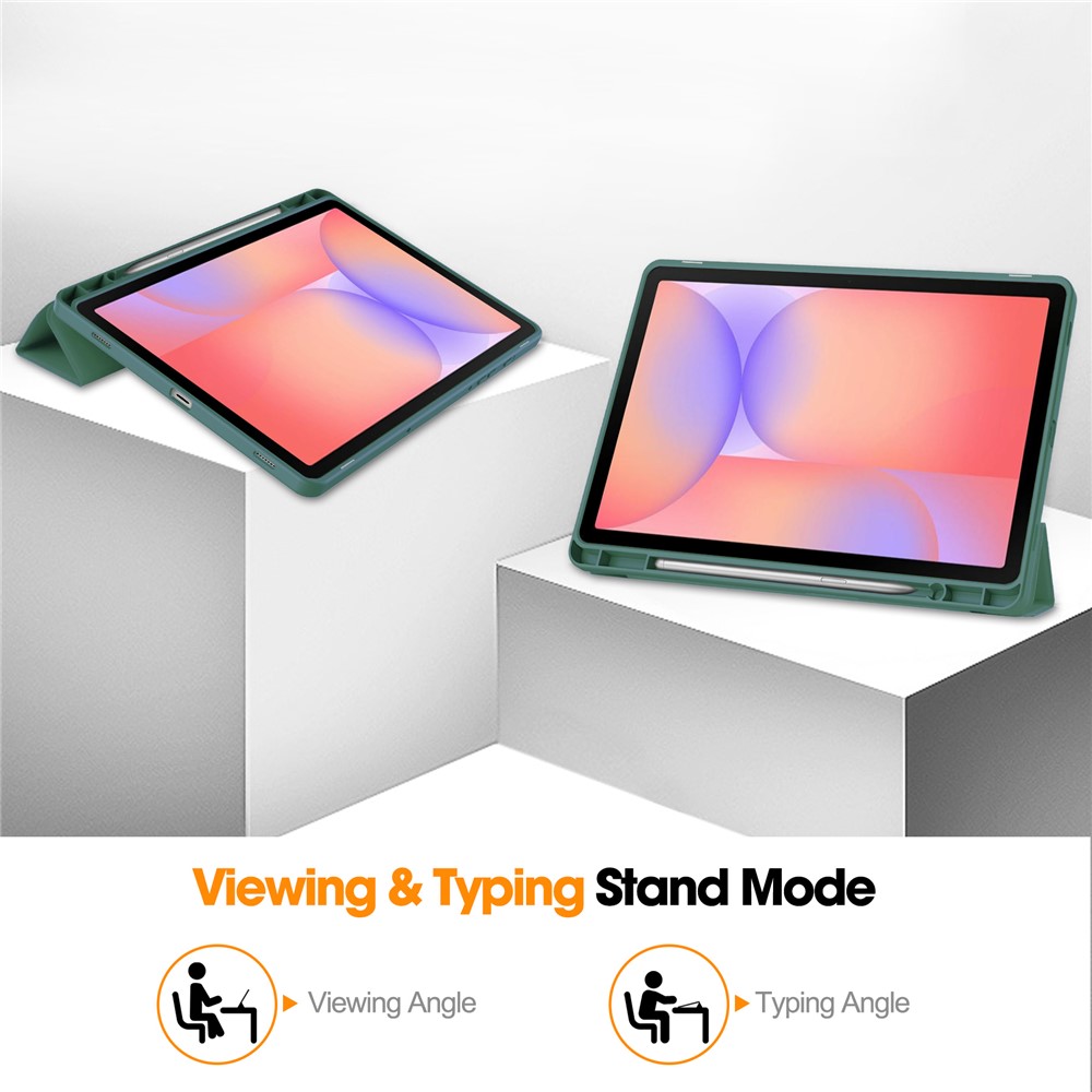  Samsung Galaxy Tab S10 Lite Fodral Tri-Fold Pennhållare Grön
