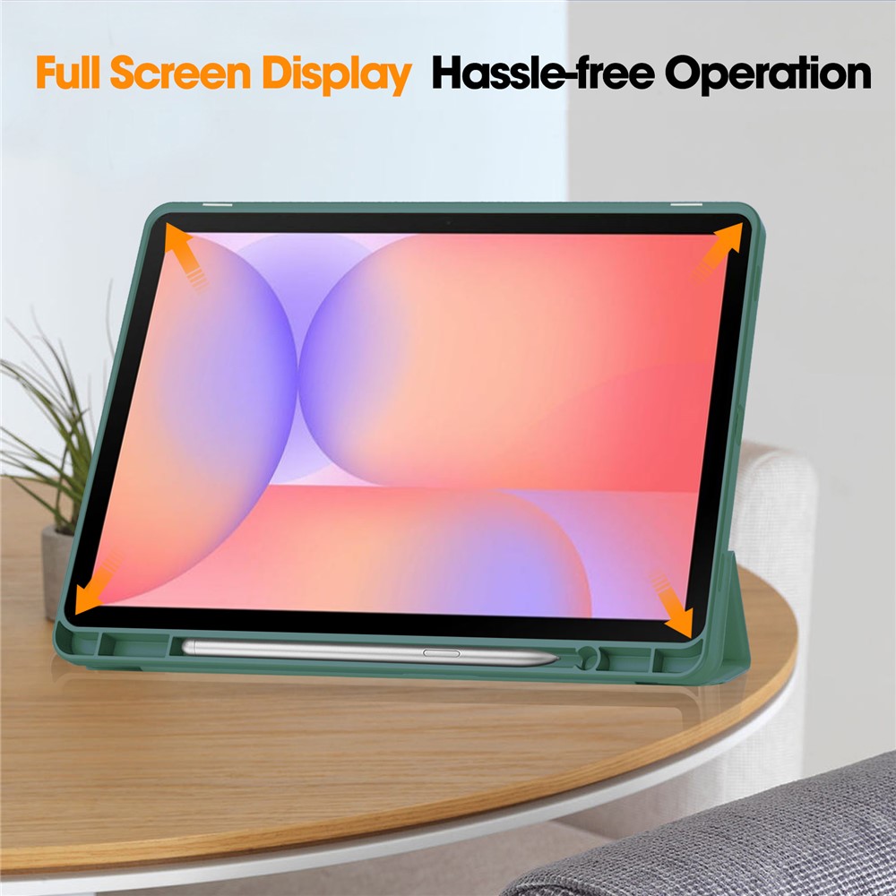  Samsung Galaxy Tab S10 Lite Fodral Tri-Fold Pennhållare Grön