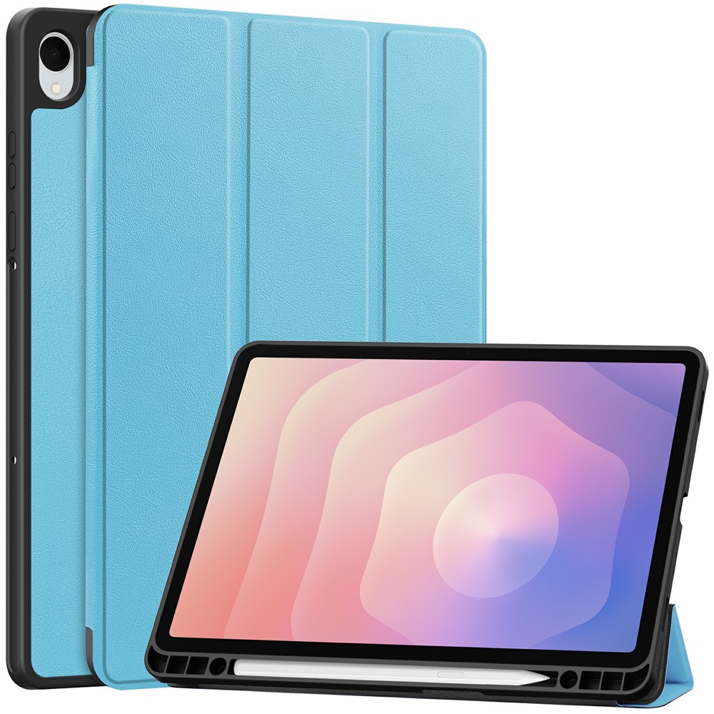 Samsung Galaxy Tab S11 Fodral Tri-Fold Läder Blå