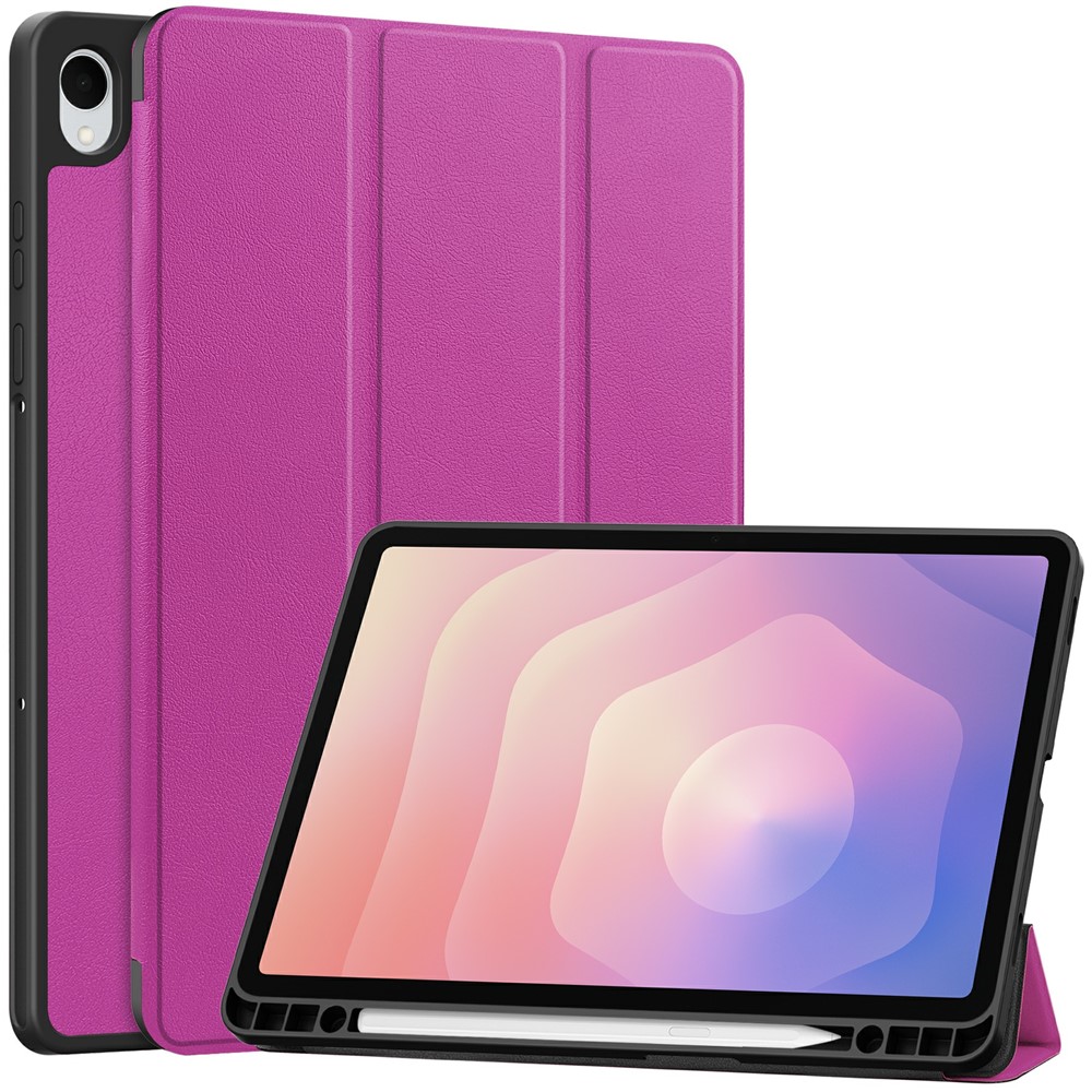  Samsung Galaxy Tab S11 Fodral Tri-Fold Läder Lila