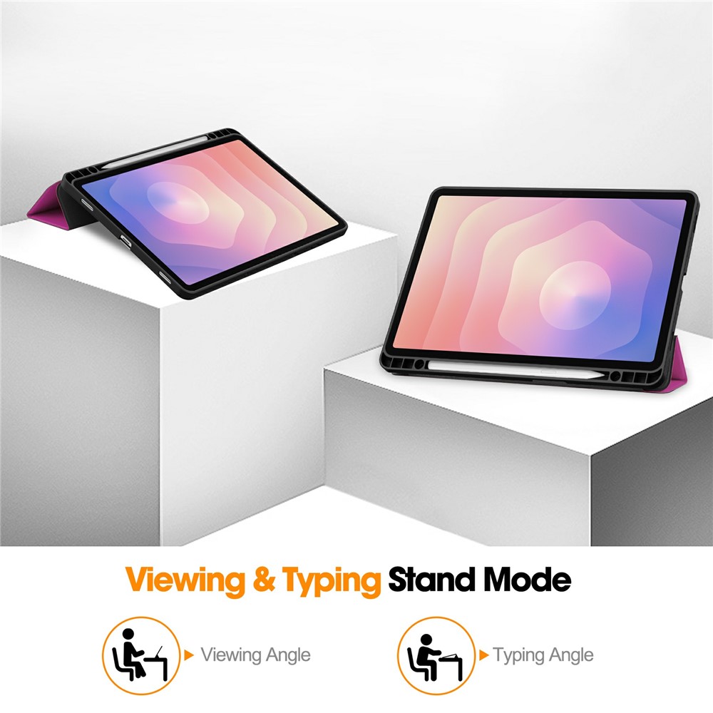  Samsung Galaxy Tab S11 Fodral Tri-Fold Läder Lila