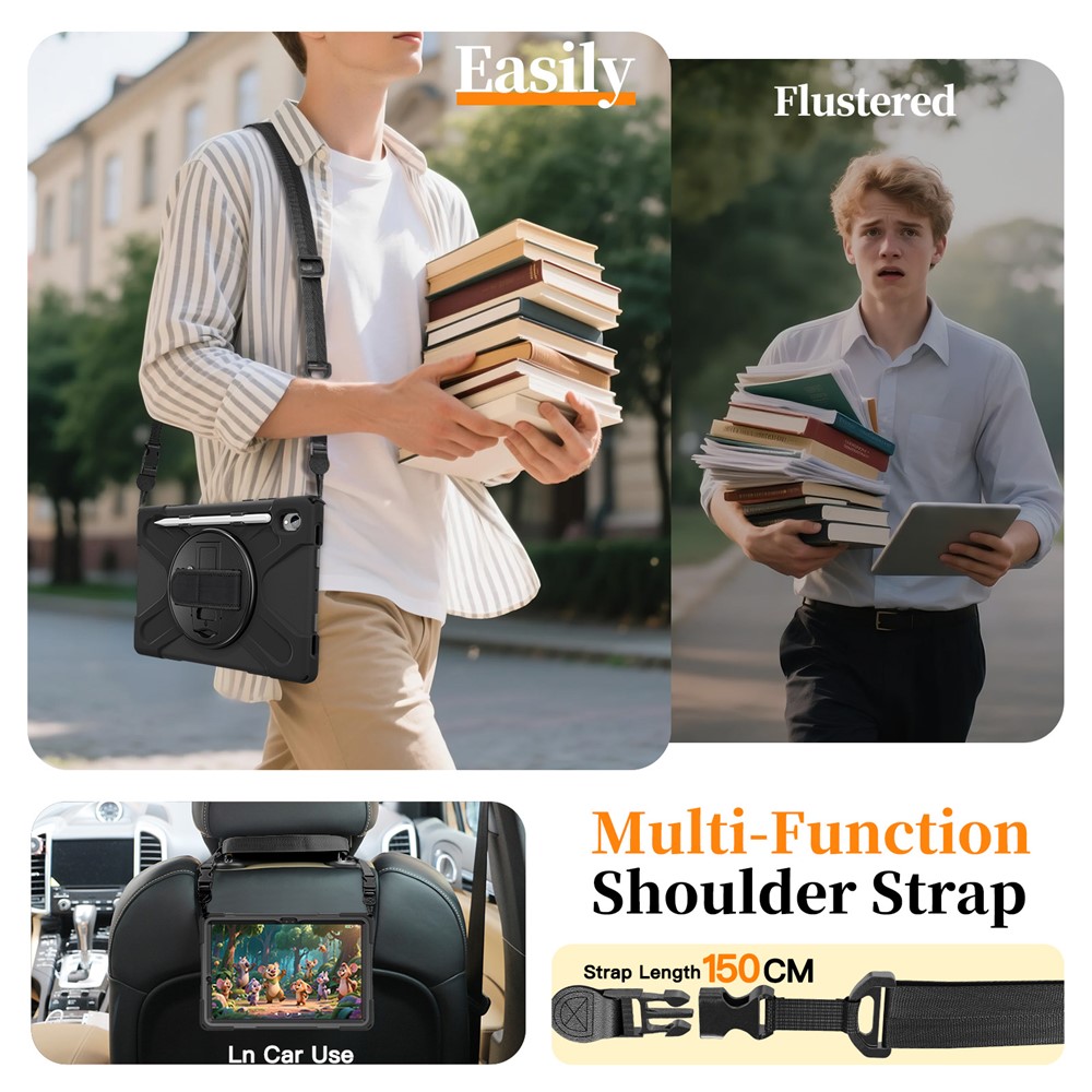  Samsung Galaxy Tab S11 Skal Shockproof Hybrid Kickstand Svart