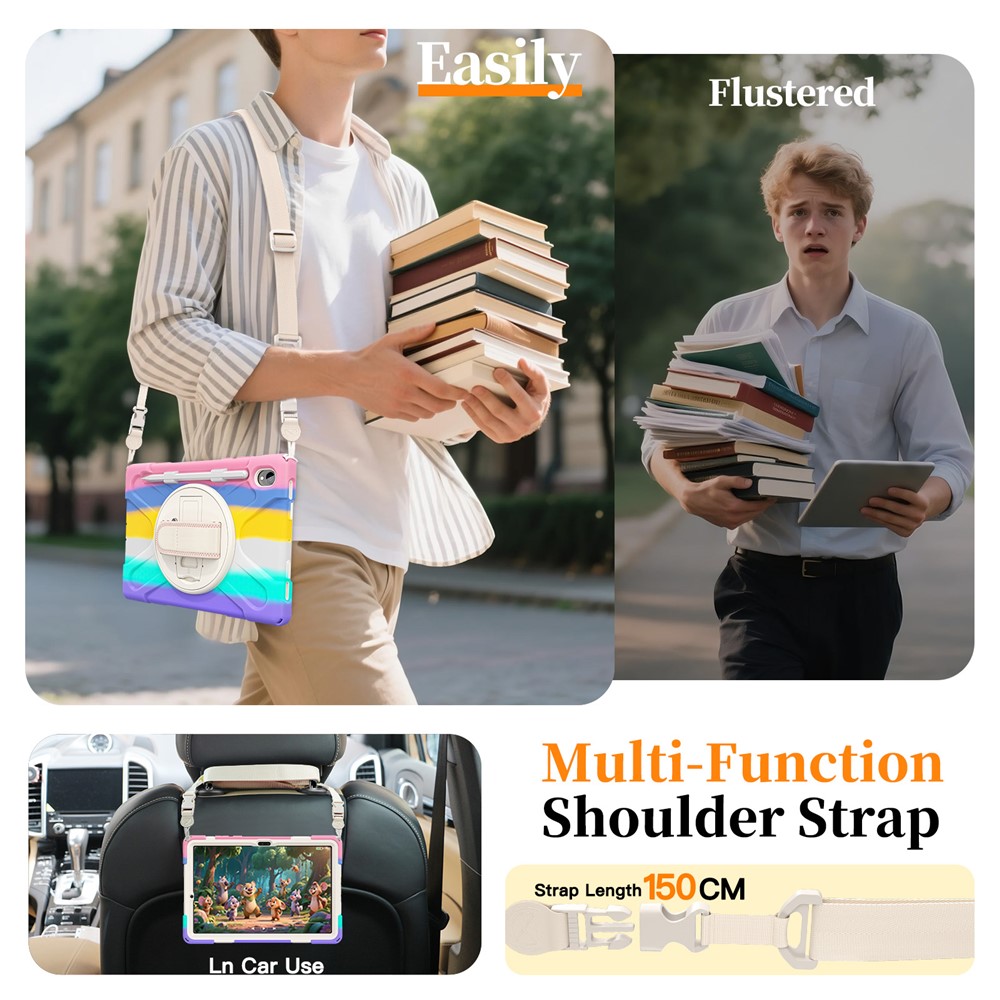  Samsung Galaxy Tab S11 Skal Shockproof Hybrid Kickstand Rainbow