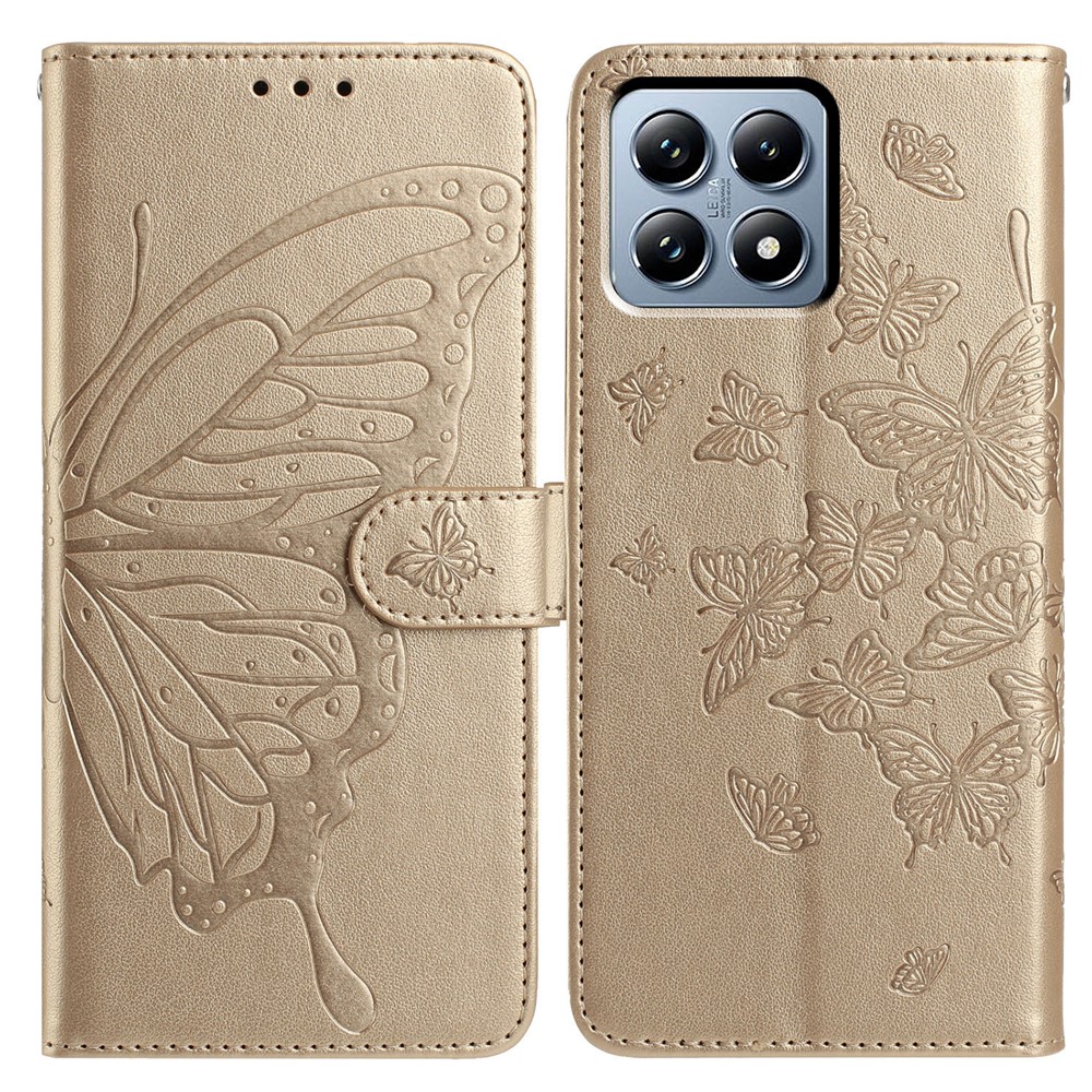  Xiaomi 15T Fodral Med Fjäril Tryck Guld