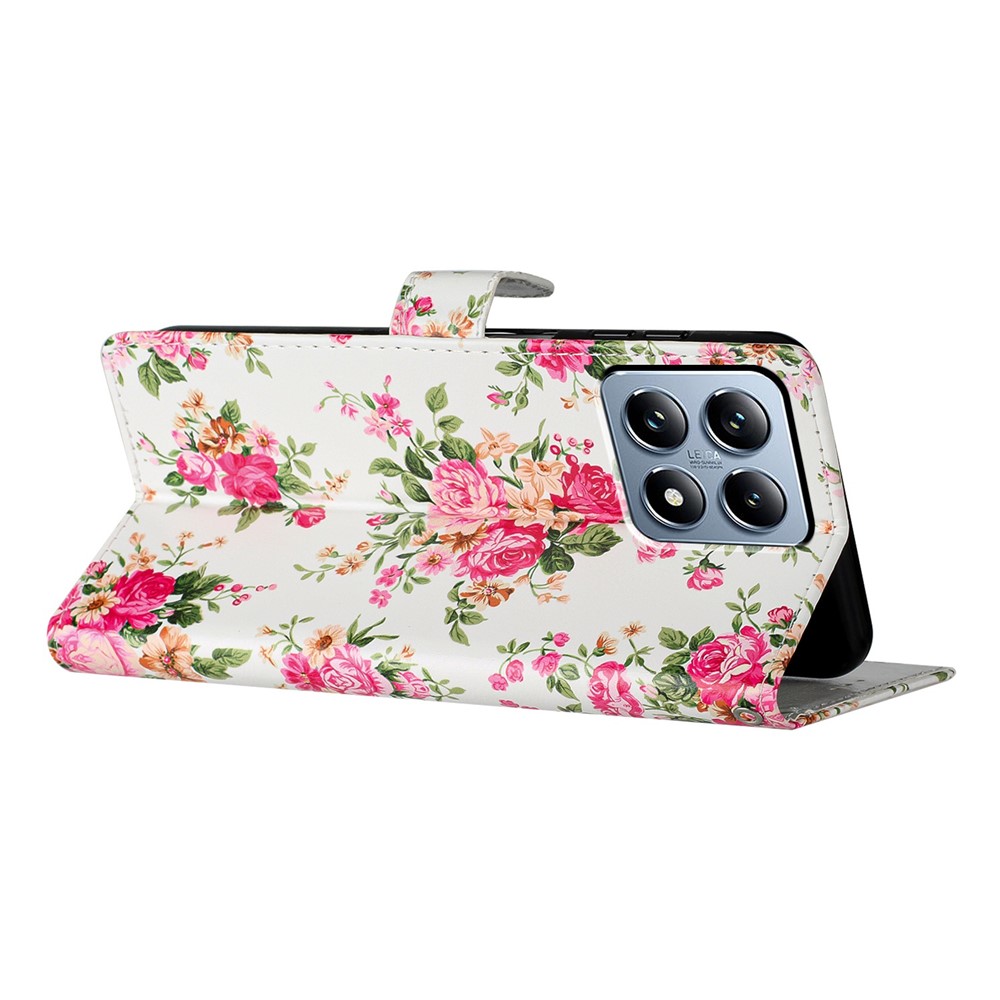  Xiaomi 15T Pro Fodral Med Tryck Rosa Blommor