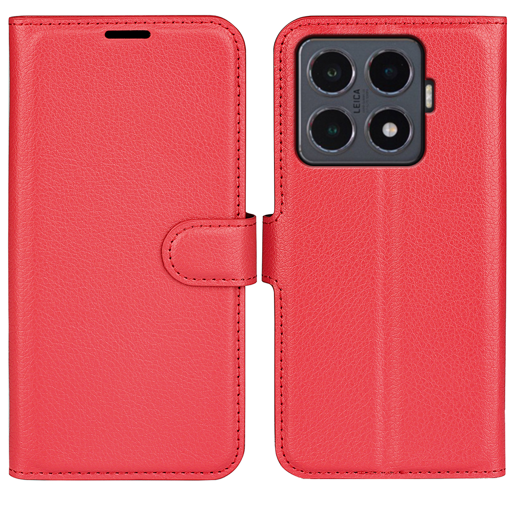  Xiaomi 15T Pro Fodral Litchi Läder Röd
