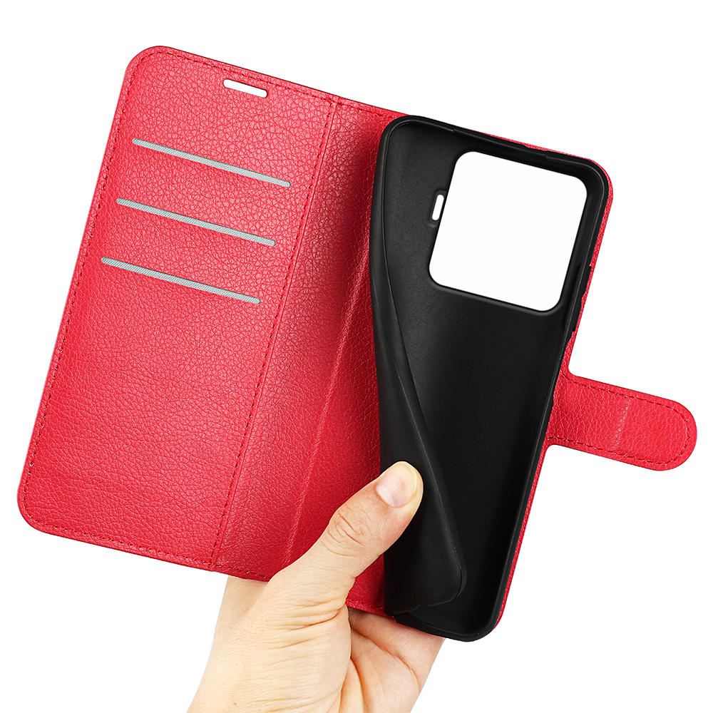 Xiaomi 15T Pro Fodral Litchi Läder Röd