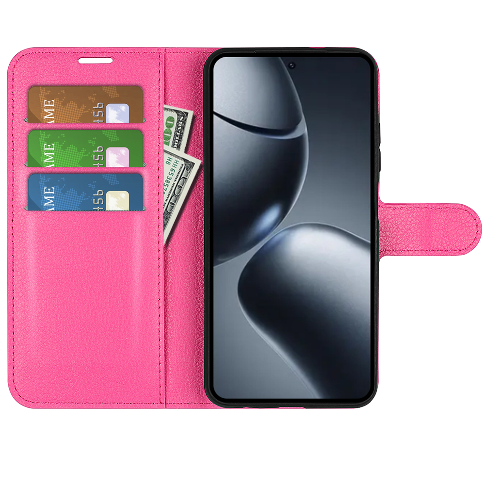  Xiaomi 15T Pro Fodral Litchi Läder Rosa