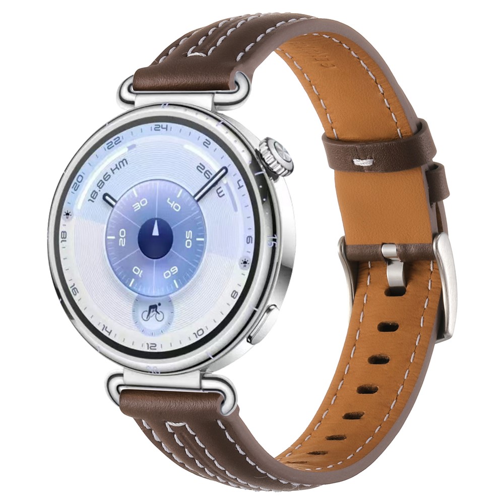  Klockarmband 18 mm Äkta Läder Mörk Brun