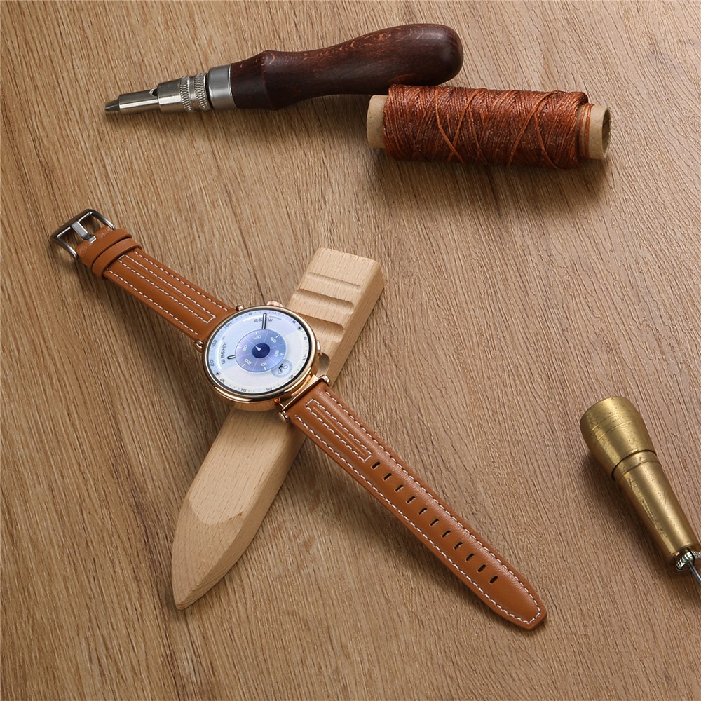  Klockarmband 18 mm Äkta Läder Mörk Brun
