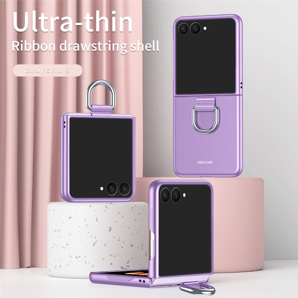  Samsung Galaxy Z Flip 8 Skal med Ringhållare Gummerad PC Svart
