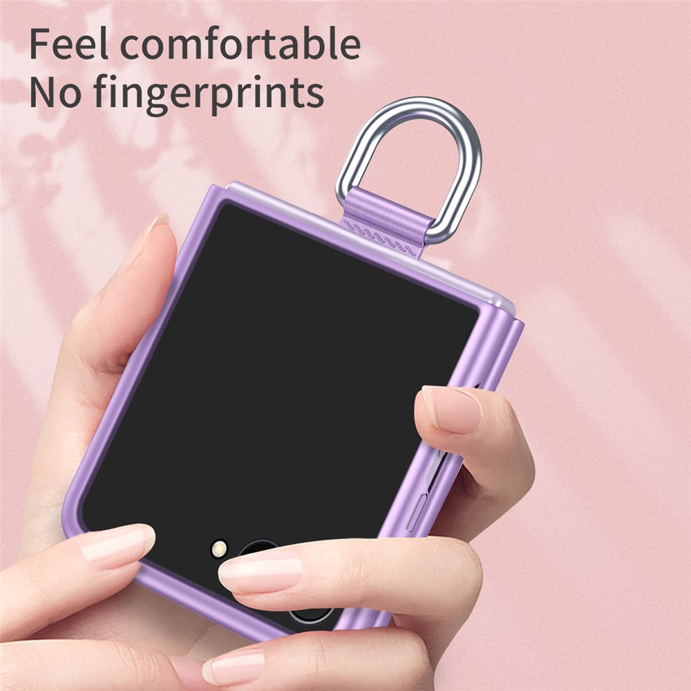  Samsung Galaxy Z Flip 8 Skal med Ringhållare Gummerad PC Svart