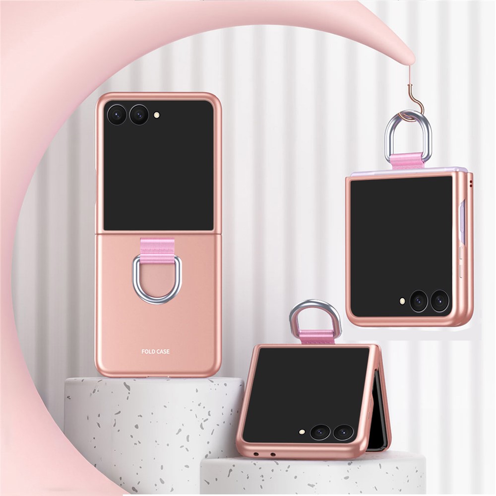  Samsung Galaxy Z Flip 8 Skal med Ringhållare Gummerad PC Rosa