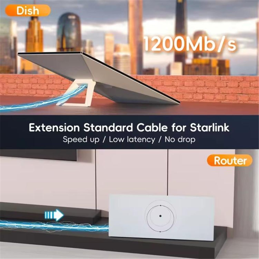 ONTEN ONTEN 2m Starlink Gen 3 Förlängningskabel 1000 Mbps