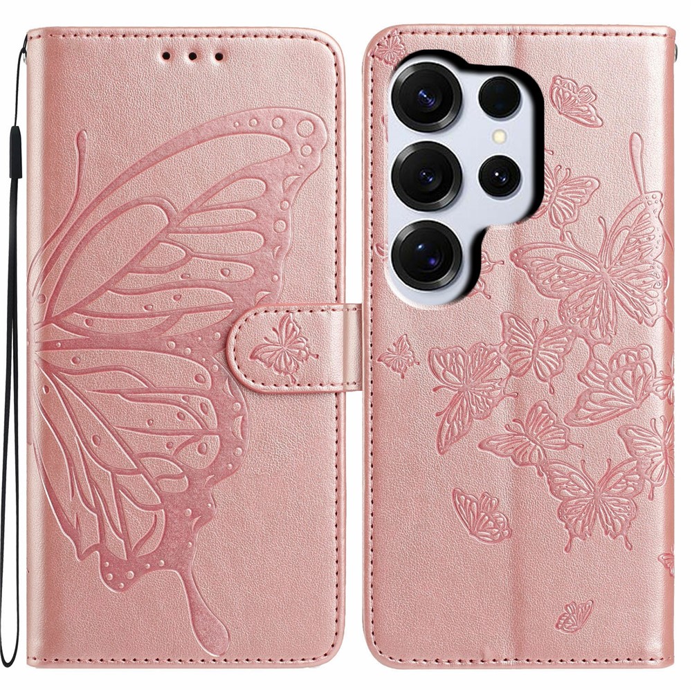  Samsung Galaxy S26 Ultra Fodral Fjäril Tryck Roséguld