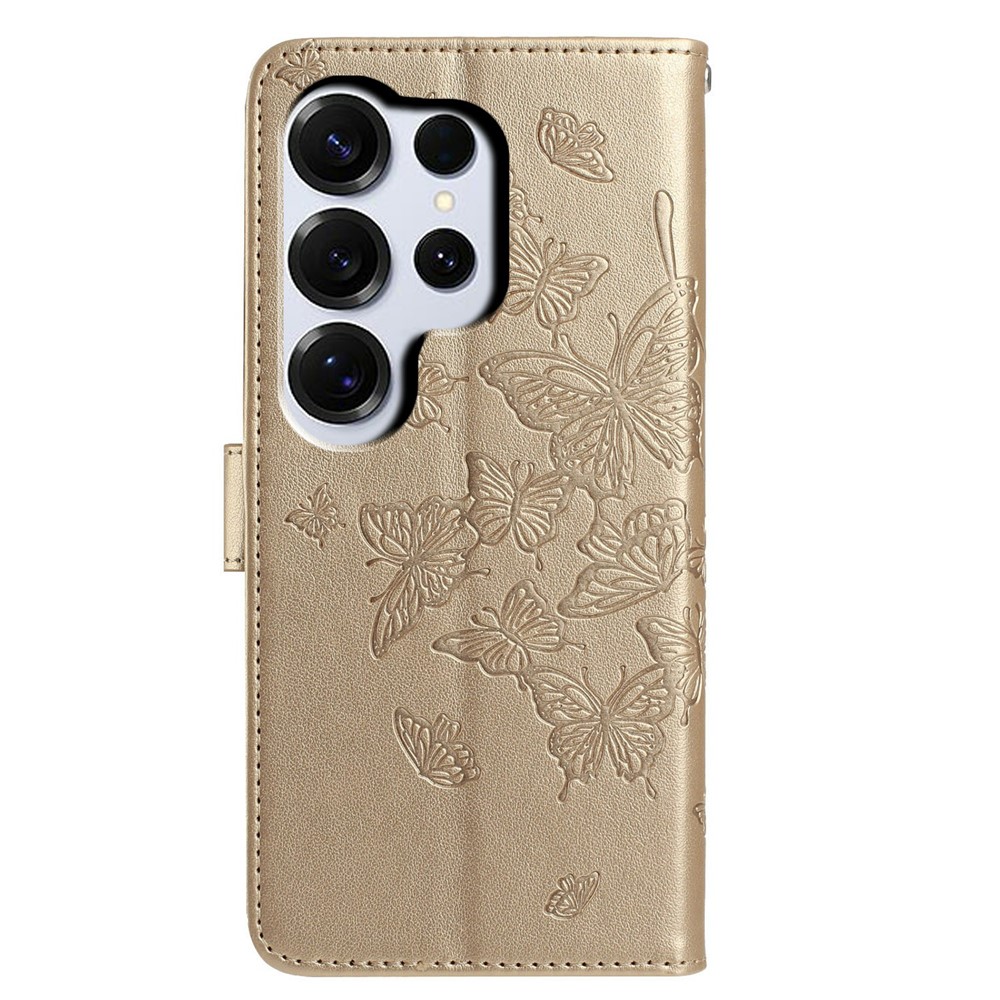  Samsung Galaxy S26 Ultra Fodral Fjäril Tryck Guld