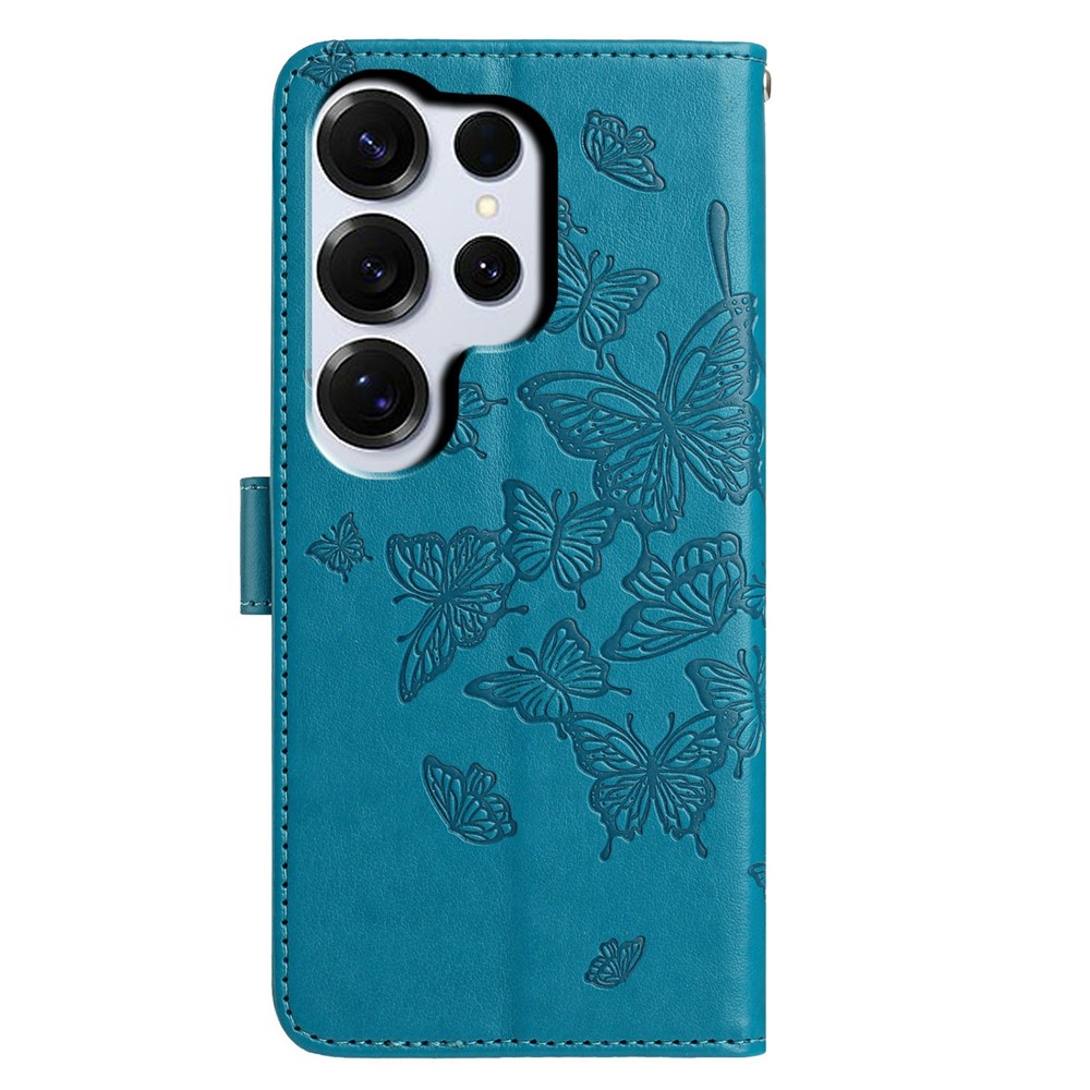  Samsung Galaxy S26 Ultra Fodral Fjäril Tryck Blå