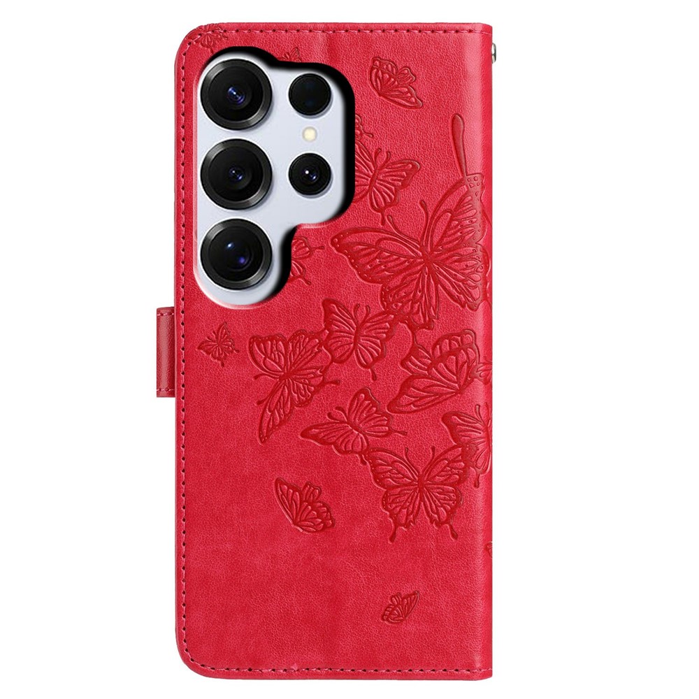  Samsung Galaxy S26 Ultra Fodral Fjäril Tryck Röd