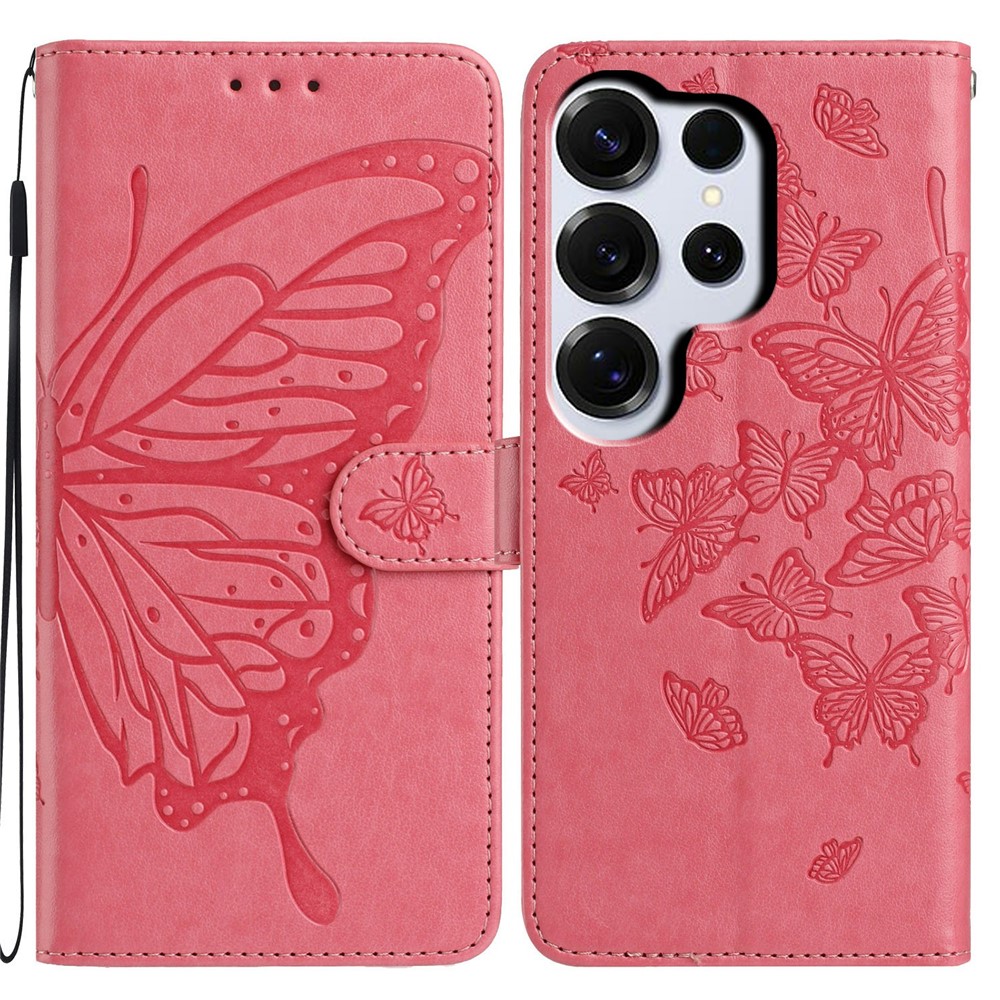  Samsung Galaxy S26 Ultra Fodral Fjäril Tryck Rosa