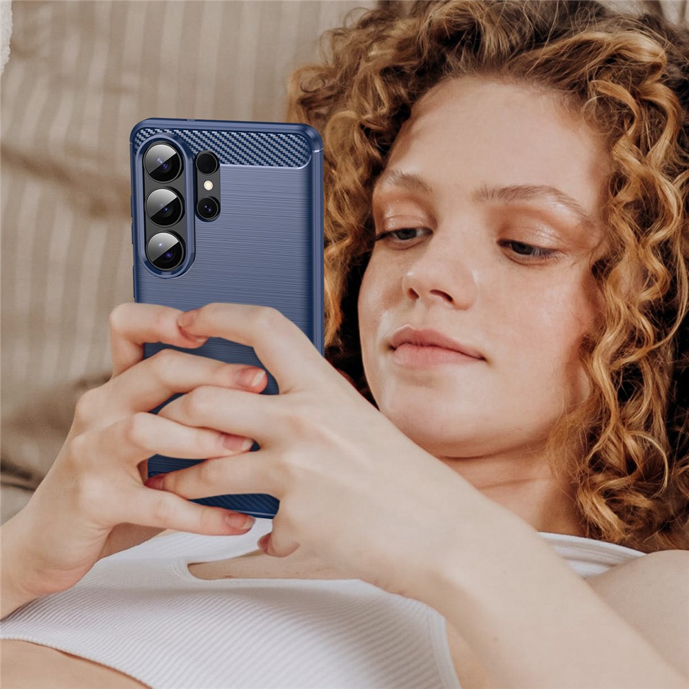  Samsung Galaxy S26 Ultra Skal Borstad Stål Textur Blå