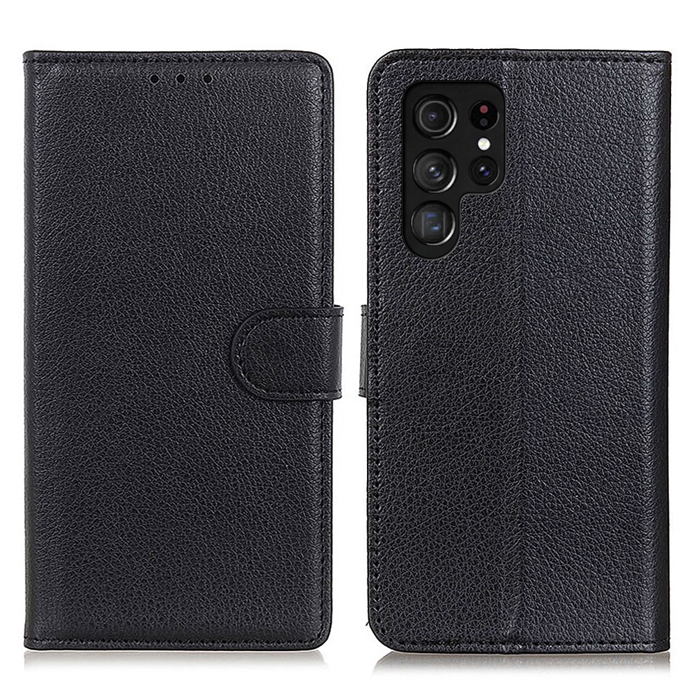  Samsung Galaxy S26 Ultra Fodral Litchi Läder Svart
