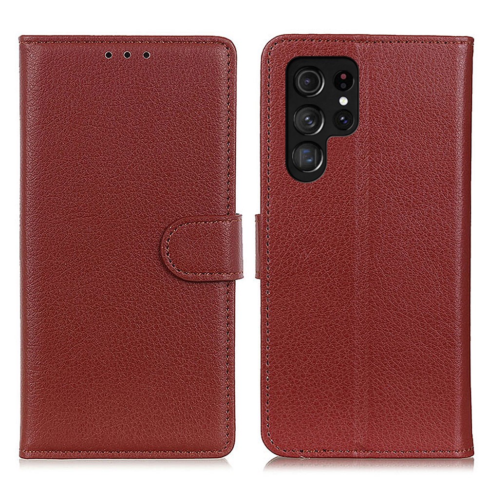  Samsung Galaxy S26 Ultra Fodral Litchi Läder Brun