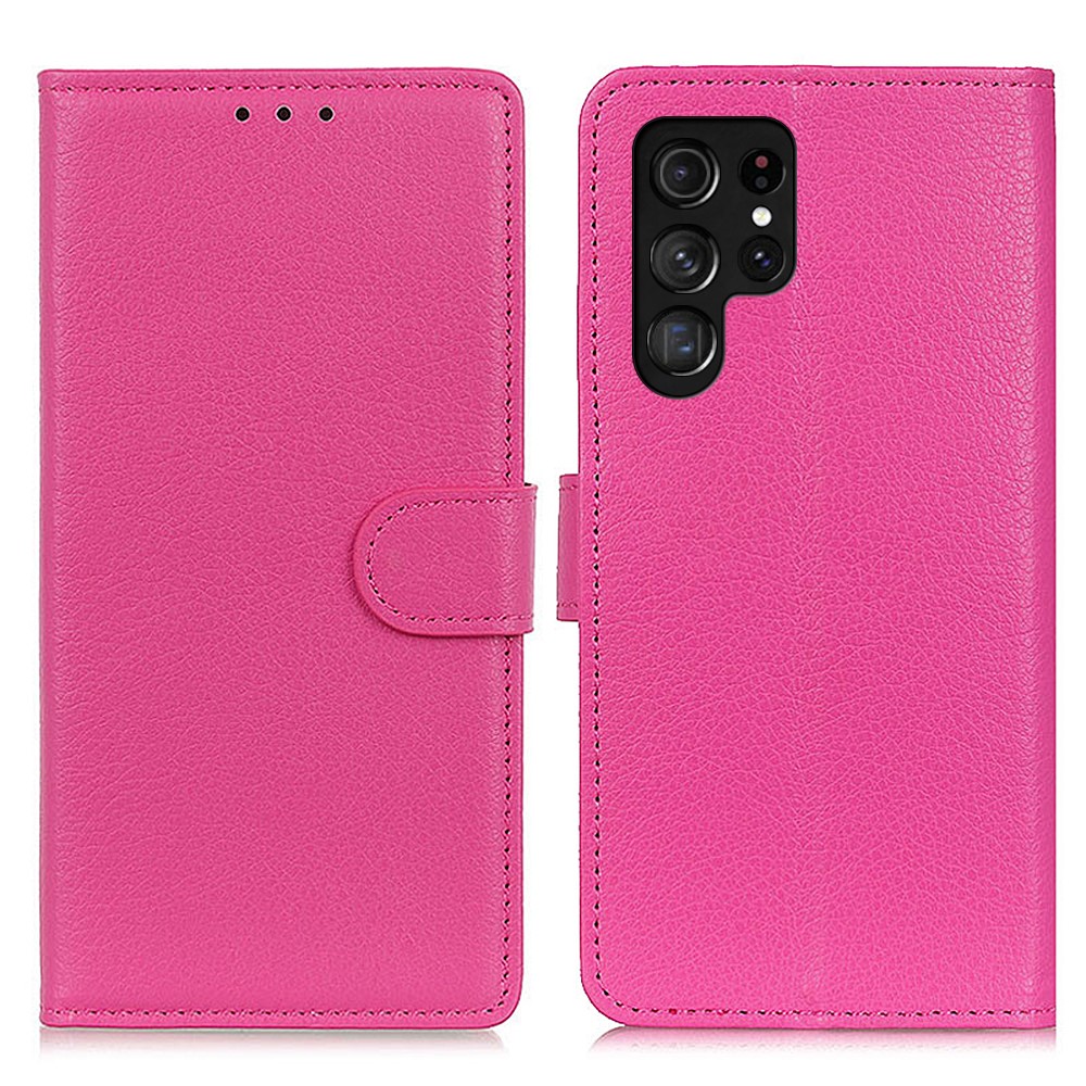  Samsung Galaxy S26 Ultra Fodral Litchi Läder Rosa