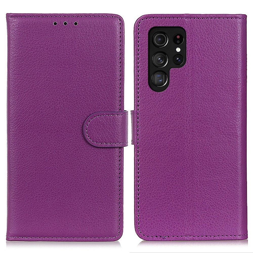  Samsung Galaxy S26 Ultra Fodral Litchi Läder Lila
