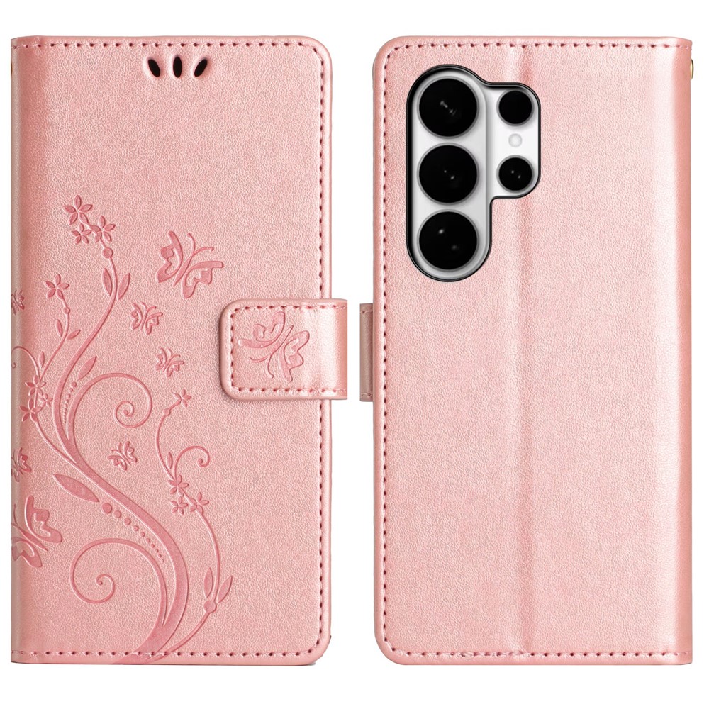  Samsung Galaxy S26 Ultra Fodral Med Blommigt Tryck Roséguld