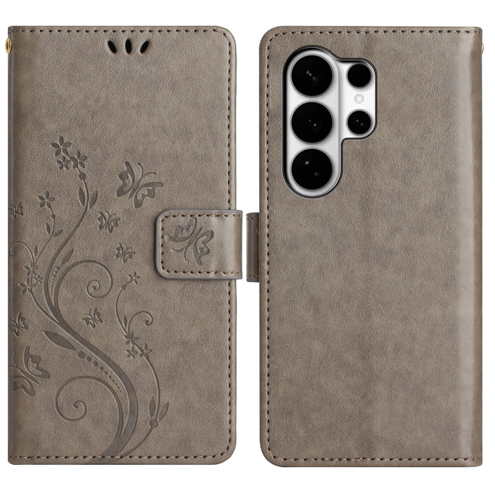  Samsung Galaxy S26 Ultra Fodral Med Blommigt Tryck Grå