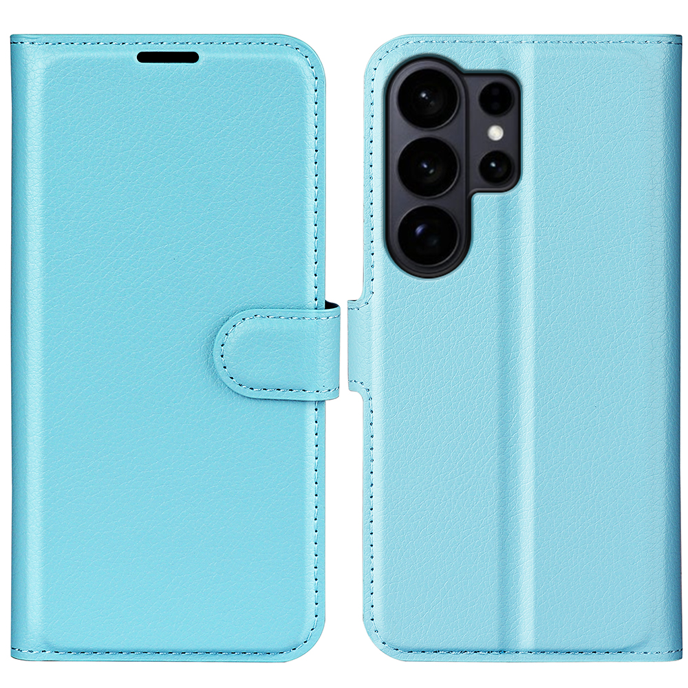  Samsung Galaxy S26 Ultra Fodral Litchi Läder Blå