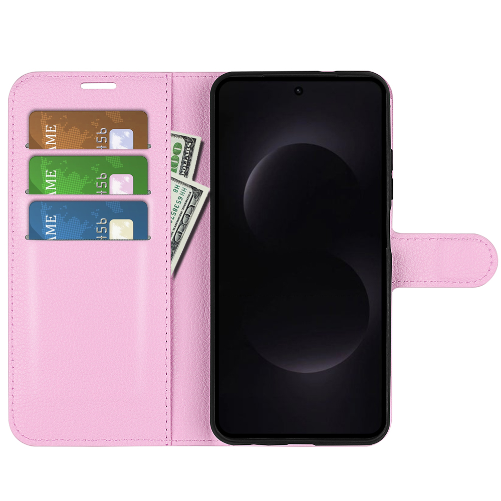  Samsung Galaxy S26 Ultra Fodral Litchi Läder Ljus Rosa
