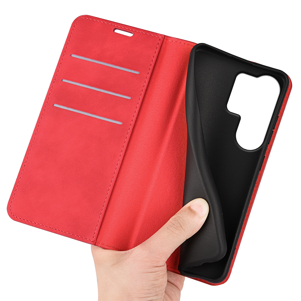  Samsung Galaxy S26 Ultra Fodral Flip Skin Touch Läder Röd