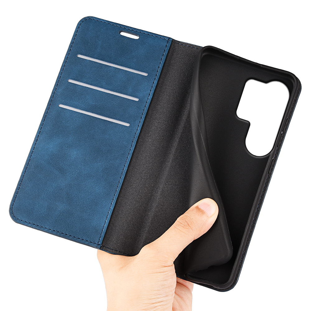  Samsung Galaxy S26 Ultra Fodral Flip Skin Touch Läder Blå