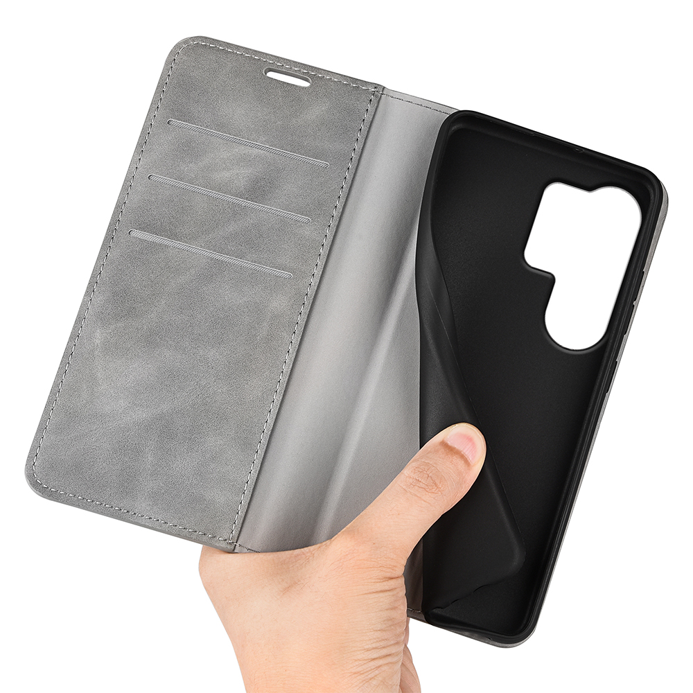  Samsung Galaxy S26 Ultra Fodral Flip Skin Touch Läder Grå
