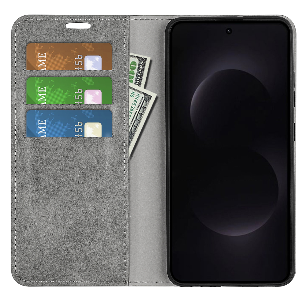  Samsung Galaxy S26 Ultra Fodral Flip Skin Touch Läder Grå